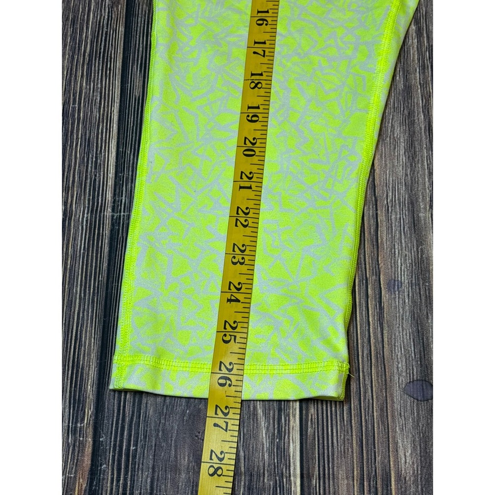 Nike Dri-FIT Leggings Womens S Neon Yellow White Geometric Print Capri 646194 - Picture 5 of 14